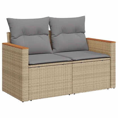 vidaXL 4-tlg. Garten-Sofagarnitur mit Kissen Beige Poly Rattan