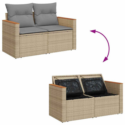 vidaXL 4-tlg. Garten-Sofagarnitur mit Kissen Beige Poly Rattan