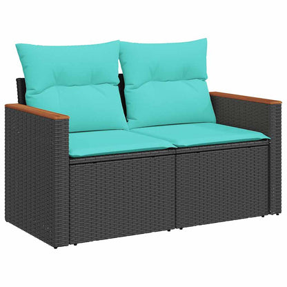 6-tlg. Garten-Sofagarnitur mit Kissen Schwarz Poly Rattan