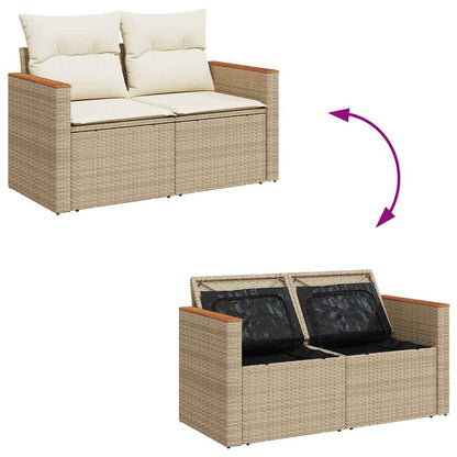 6-tlg. Garten-Sofagarnitur mit Kissen Beige Poly Rattan