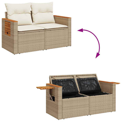 vidaXL 4-tlg. Garten-Sofagarnitur mit Kissen Beige Poly Rattan