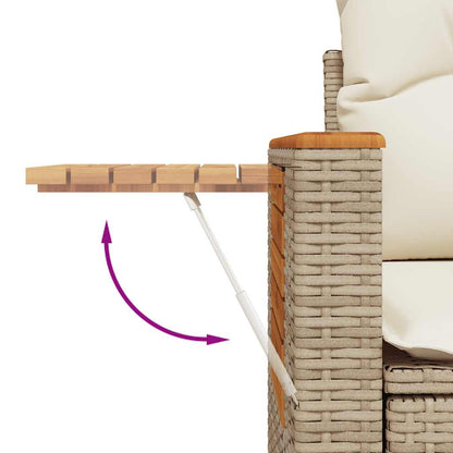 vidaXL 4-tlg. Garten-Sofagarnitur mit Kissen Beige Poly Rattan