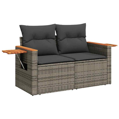 vidaXL 4-tlg. Garten-Sofagarnitur mit Kissen Grau Poly Rattan