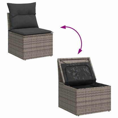vidaXL 4-tlg. Garten-Sofagarnitur mit Kissen Grau Poly Rattan