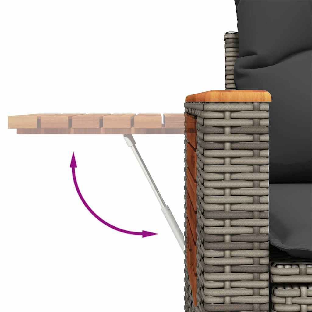 vidaXL 4-tlg. Garten-Sofagarnitur mit Kissen Grau Poly Rattan