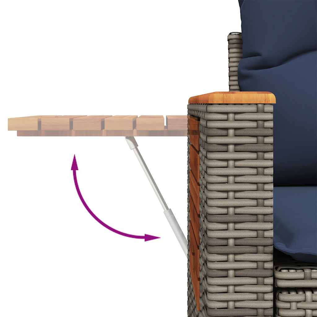 vidaXL Salon de jardin 4 pcs avec coussins Gris Résine tressée