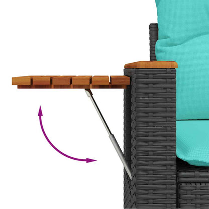 vidaXL 5-tlg. Garten-Sofagarnitur mit Kissen Schwarz Poly Rattan