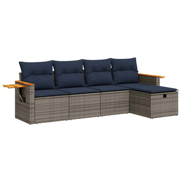vidaXL Ensemble de canapés de jardin 5 pièces avec coussins en rotin synthétique gris