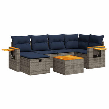 vidaXL Ensemble de canapés de jardin 7 pcs avec coussins Gris Résine tressée