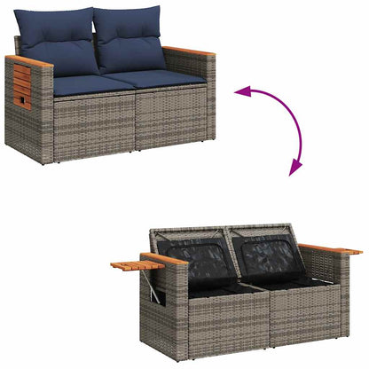 vidaXL Ensemble de canapés de jardin 7 pcs avec coussins Gris Résine tressée