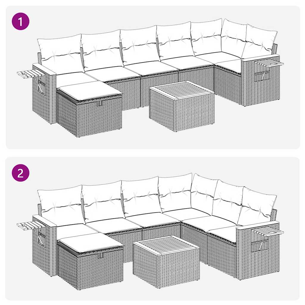 vidaXL Ensemble de canapés de jardin 8 pièces avec coussins en résine tressée grise
