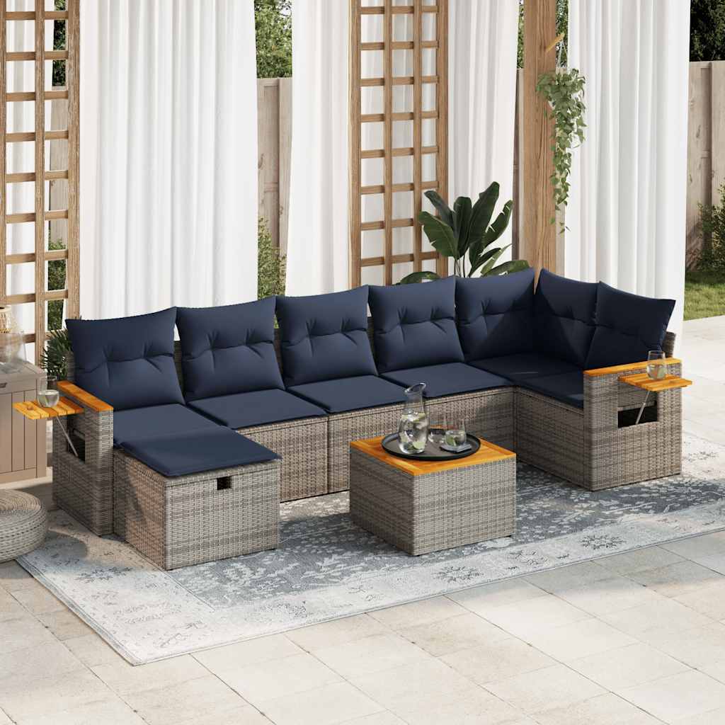 vidaXL Ensemble de canapés de jardin 8 pièces avec coussins en résine tressée grise