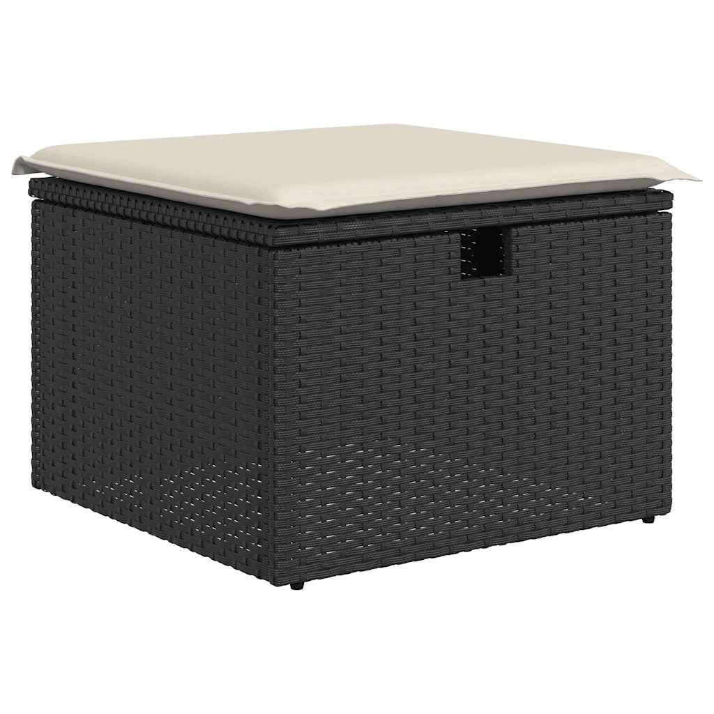 vidaXL 4-tlg. Garten-Sofagarnitur mit Kissen Schwarz Poly Rattan