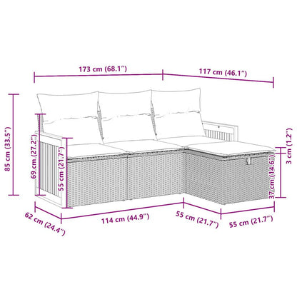 vidaXL 4-tlg. Garten-Sofagarnitur mit Kissen Beige Poly Rattan