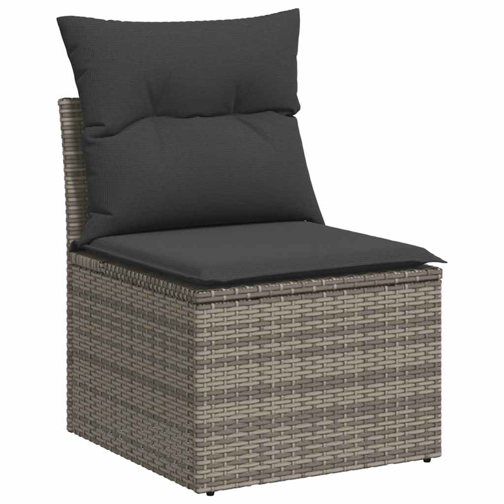 vidaXL Salon de jardin 4 pcs avec coussins Gris Résine tressée