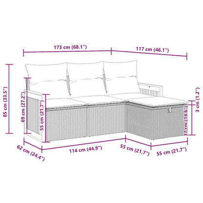vidaXL Salon de jardin 4 pcs avec coussins Gris Résine tressée