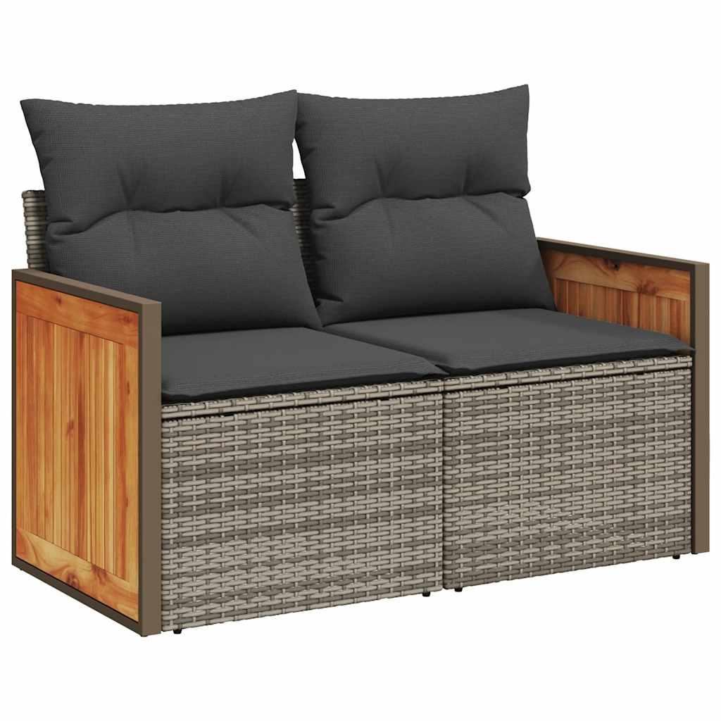 vidaXL Salon de jardin 4 pcs avec coussins Gris Résine tressée
