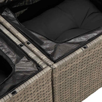 vidaXL Salon de jardin 4 pcs avec coussins Gris Résine tressée