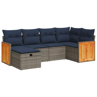 vidaXL Ensemble de canapés de jardin 6 pcs avec coussins gris résine tressée