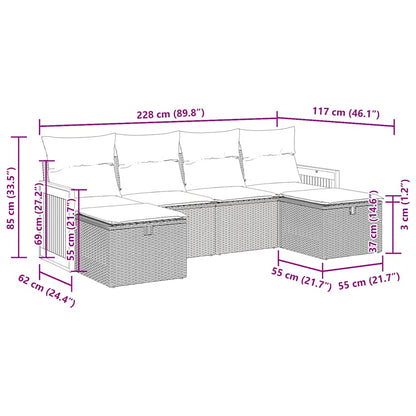vidaXL Ensemble de canapés de jardin 6 pcs avec coussins gris résine tressée