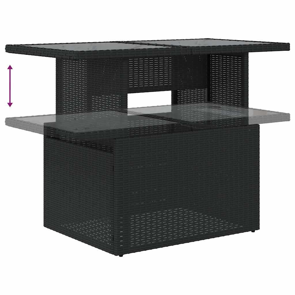 5tlg. Garten-Sofagarnitur mit Kissen Schwarz Poly Rattan Akazie