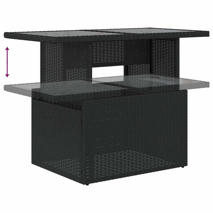 5tlg. Garten-Sofagarnitur mit Kissen Schwarz Poly Rattan Akazie