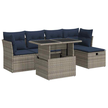 vidaXL Ensemble de canapés de jardin 6 pcs avec coussins résine tressée gris acacia