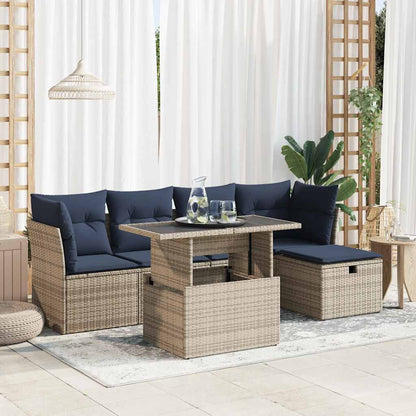 vidaXL Ensemble de canapés de jardin 6 pcs avec coussins résine tressée gris acacia