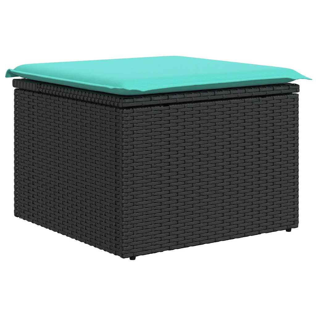 9-tlg. Garten-Sofagarnitur mit Kissen Schwarz Poly Rattan