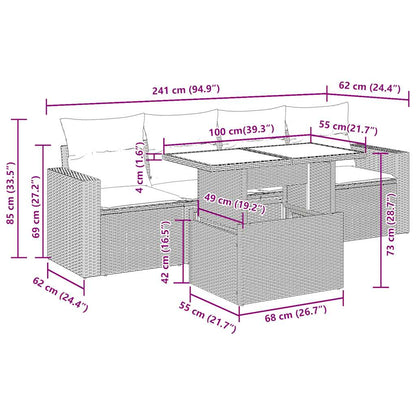 vidaXL 5tlg. Garten-Sofagarnitur mit Kissen Schwarz Poly Rattan Akazie
