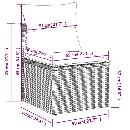 vidaXL Salon de jardin 6 pcs avec coussins Gris Résine tressée Acacia
