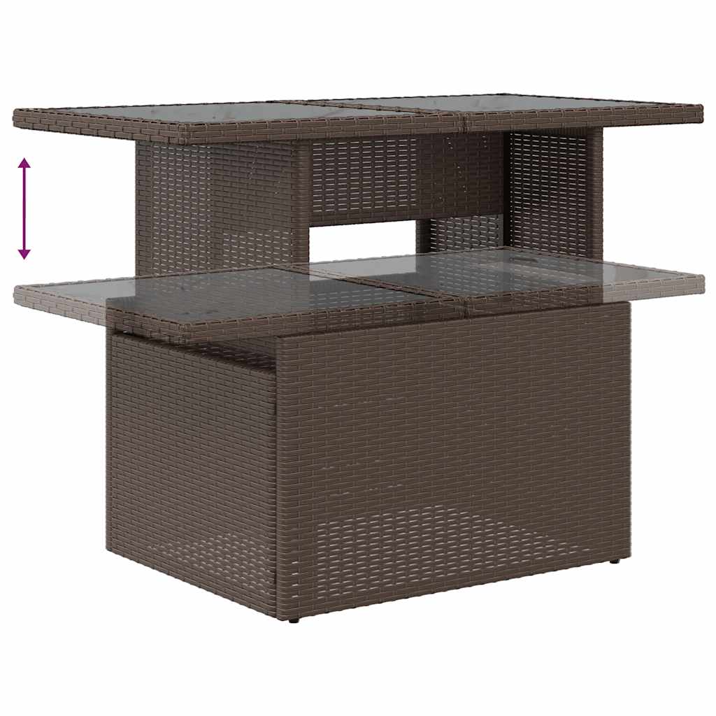 vidaXL 7-tlg. Garten-Sofagarnitur mit Kissen Braun Poly Rattan Akazie
