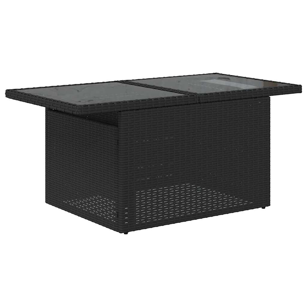 5tlg. Garten-Sofagarnitur mit Kissen Schwarz Poly Rattan Akazie