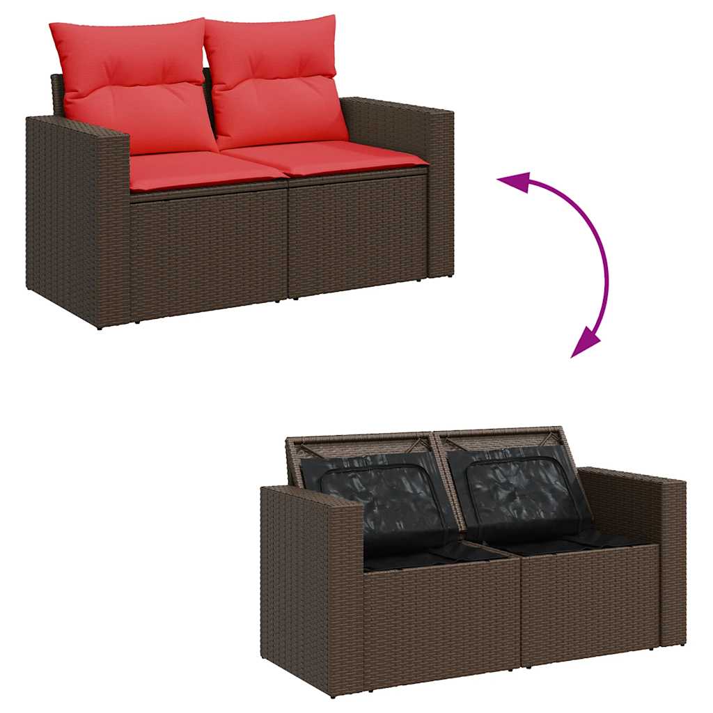vidaXL Ensemble de canapés de jardin 5 pcs avec coussins marron résine tressée acacia