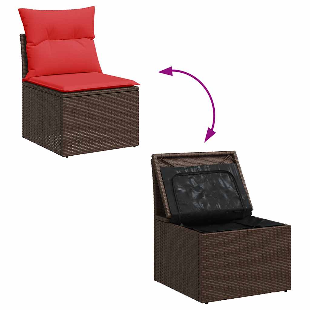 vidaXL Ensemble de canapés de jardin 5 pcs avec coussins marron résine tressée acacia
