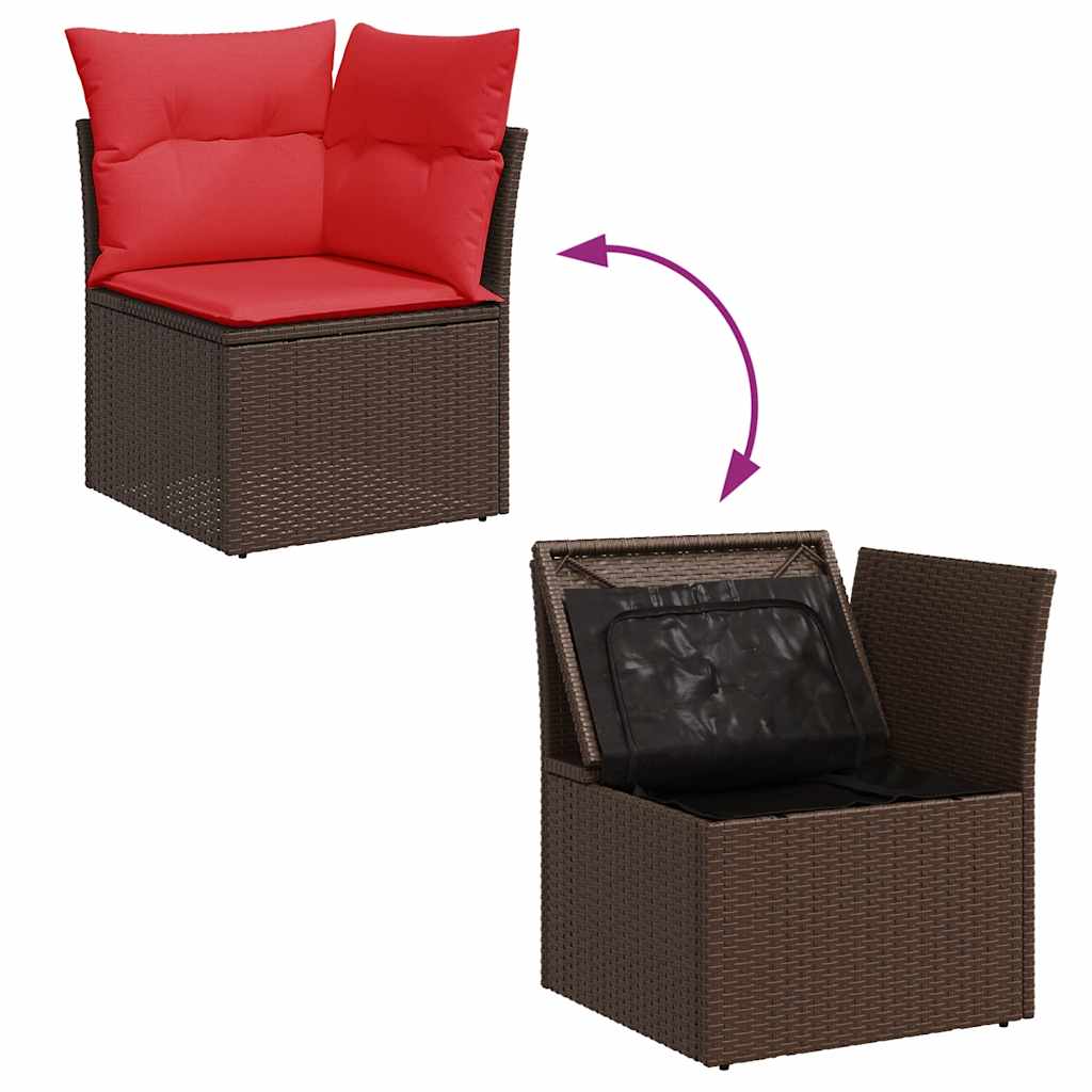 vidaXL Ensemble de canapés de jardin 5 pcs avec coussins marron résine tressée acacia