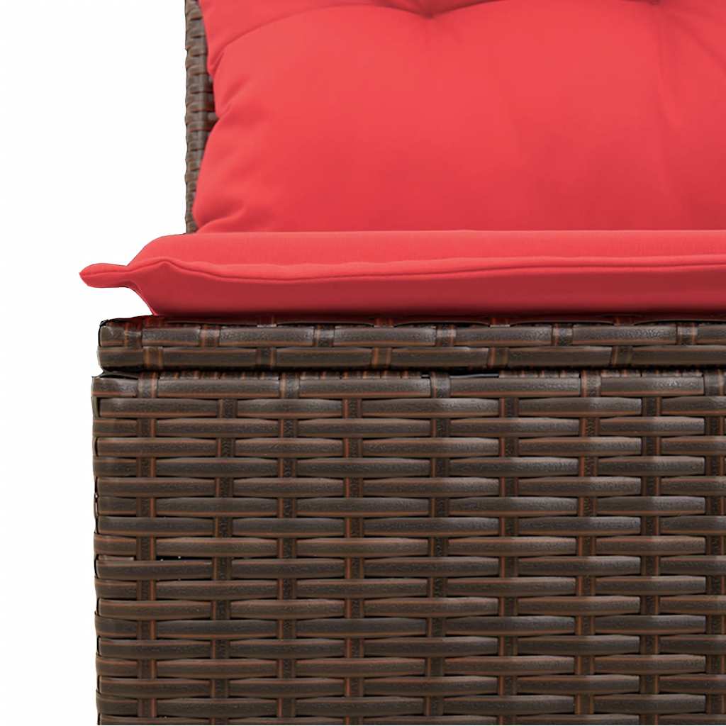 vidaXL 7-tlg. Garten-Sofagarnitur mit Kissen Braun Poly Rattan Akazie