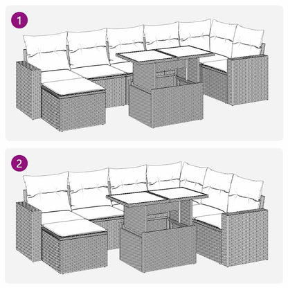 vidaXL Salon de jardin 8 pcs avec coussins gris résine tressée acacia