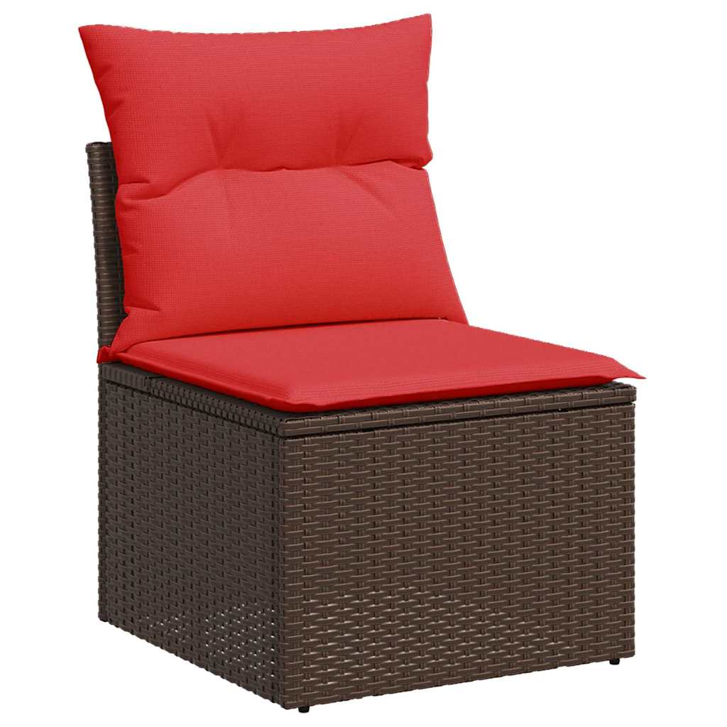 8-tlg. Garten-Sofagarnitur mit Kissen Braun Poly Rattan Akazie