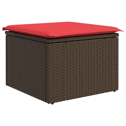 8-tlg. Garten-Sofagarnitur mit Kissen Braun Poly Rattan Akazie