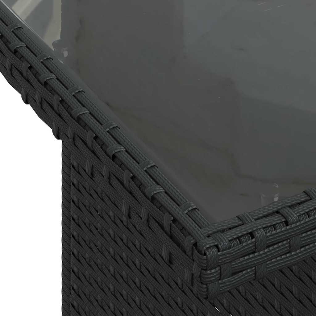 vidaXL 5-tlg. Garten-Sofagarnitur mit Kissen Schwarz Poly Rattan Akazie