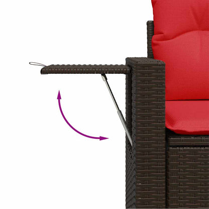 vidaXL 5-tlg. Garten-Sofagarnitur mit Kissen Braun Poly Rattan Akazie