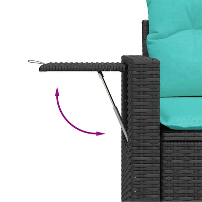 vidaXL 6-tlg. Garten-Sofagarnitur mit Kissen Schwarz Poly Rattan Akazie