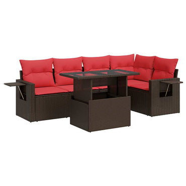vidaXL Ensemble de canapés de jardin 6 pcs avec coussins marron résine tressée acacia