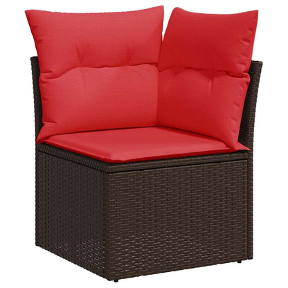 vidaXL 9-tlg. Garten-Sofagarnitur mit Kissen Braun Poly Rattan Akazie