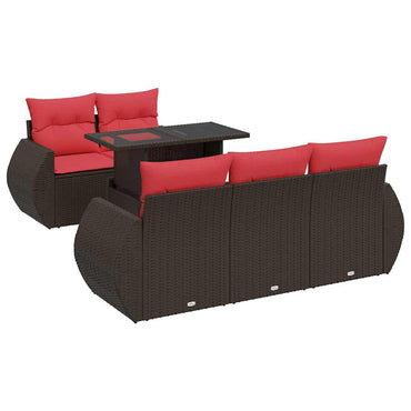 vidaXL Ensemble de canapés de jardin 6 pcs avec coussins marron résine tressée acacia