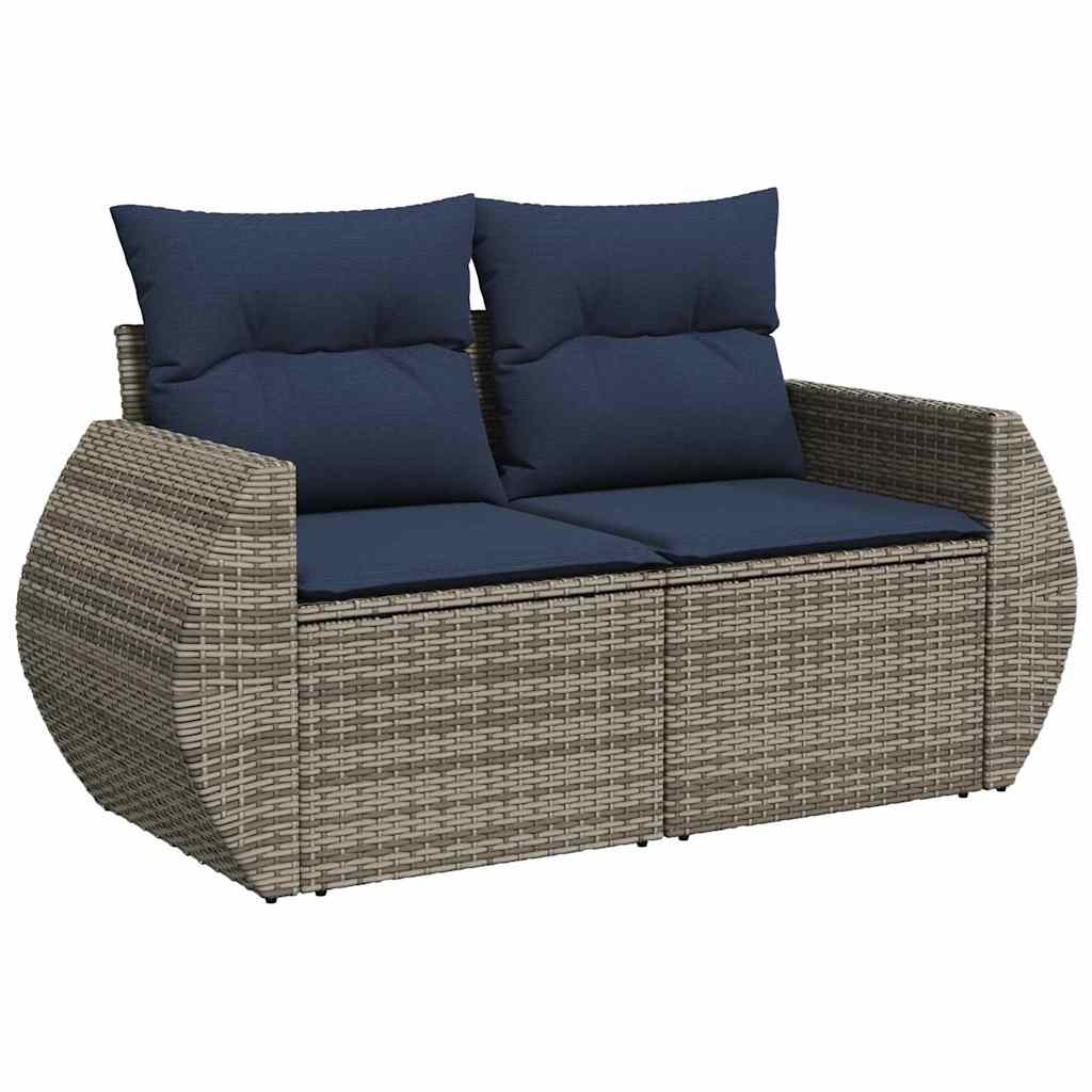 vidaXL Salon de jardin 9 pcs avec coussins Gris résine tressée Bois d'acacia
