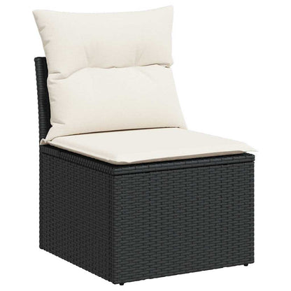 6-tlg. Garten-Sofagarnitur mit Kissen Schwarz Poly Rattan