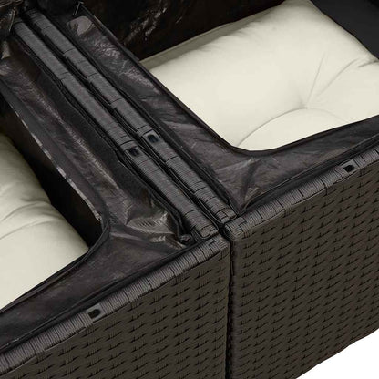 6-tlg. Garten-Sofagarnitur mit Kissen Schwarz Poly Rattan