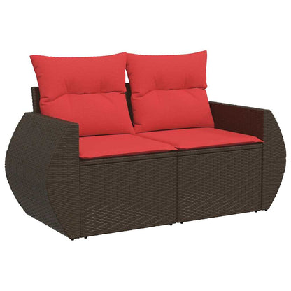 8-tlg. Garten-Sofagarnitur mit Kissen Braun Poly Rattan Akazie